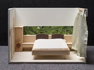 Modellbau eines Schlafzimmers aus Holz, Copyright: Katzmaier/Rauchtobler
